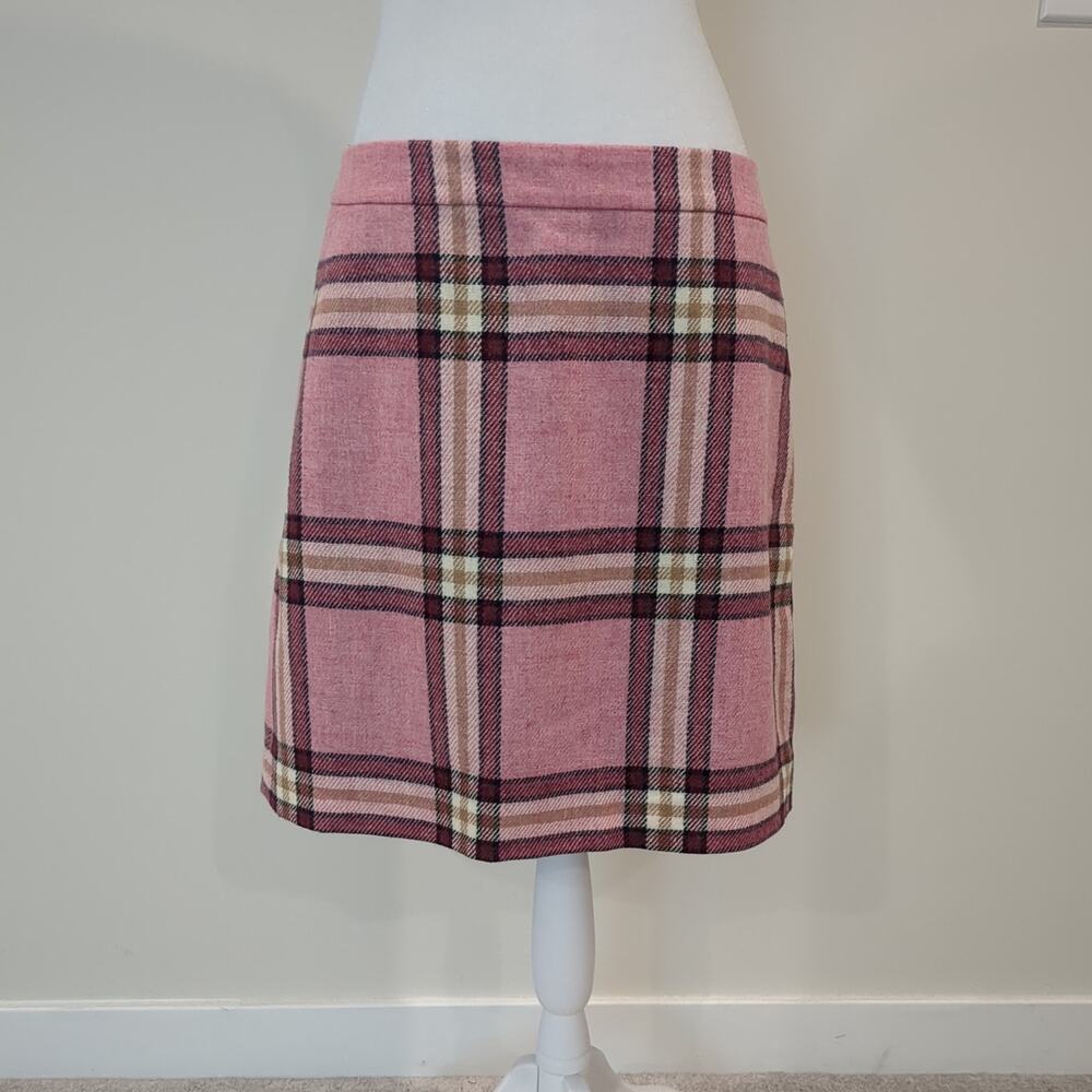 Boden Women's 8 Preppy Mini Skirt Pink Plaid British Tweed Wool Acadamia